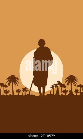 Gandhi Jayanti is a national festival celebrated in India on 2 October Stock Vector