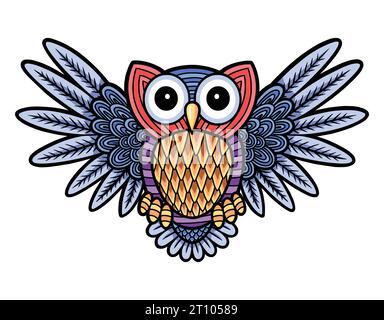 owl with decorative ornament lines decoration illustration Stock Vector