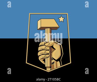 The official national flag of the Donetsk People's Republic.Vector. 3D illustration.Highly detailed flag of the Donetsk People's Republic, with offici Stock Vector
