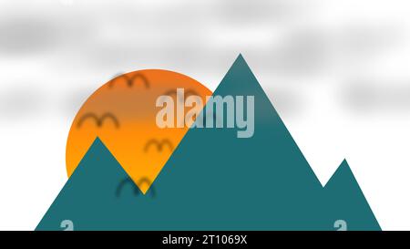 sunset behind the mountain Stock Vector