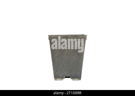 Old plastic rectangular plant pots isolated on white background Stock Photo