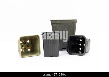 Different plant pots for growing plants at nursery and home Stock Photo