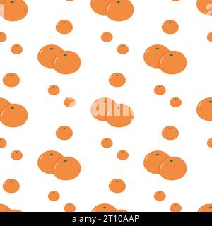Seamless tangerine, winter, christmas pattern on white background. Vector illustration. Stock Vector
