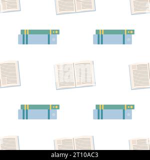 Seamless pattern book, notes, notebook library. Vector illustration Stock Vector