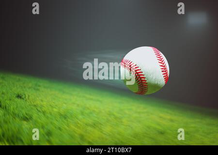 Baseball Flying Through The Air with Stadium in the Background Stock ...