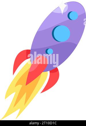 Space shuttle taking off with fiery plume icon. Space vehicle. Extraterrestrial travel and deep Universe exploration. Simple flat vector symbol isolat Stock Vector