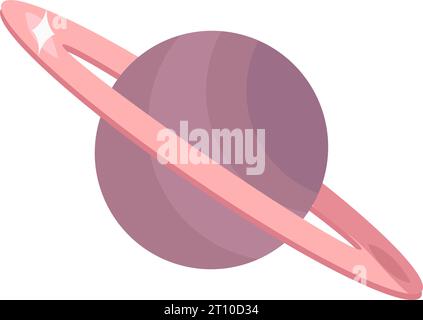 Planet Saturn with ring around icon. Astronomical observations of space objects. Extraterrestrial travel and deep space exploration. Simple flat vecto Stock Vector