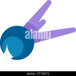 Miniature communications satellite icon. High tech orbital satellite. Extraterrestrial travel and deep space exploration. Simple flat vector symbol is Stock Vector