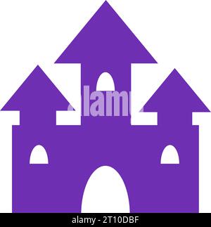 Festive spooky haunted castle flat icon. Holiday festive badge sticker. Decorative castle element for scrap booking, greeting card, party invitation. Stock Vector