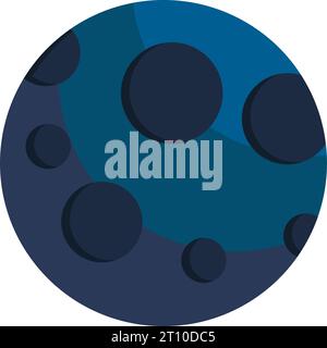 Dark lifeless moon in craters on surface icon. Astronomical observations of space objects. Extraterrestrial travel and deep space exploration. Simple Stock Vector