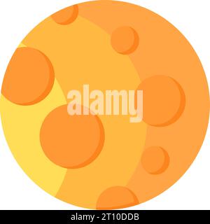 Orange planet in craters icon. Astronomical observations of space objects. Extraterrestrial travel and deep space exploration. Simple flat vector symb Stock Vector