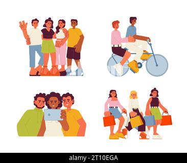 Women activities flat color vector illustration set Stock Vector Image ...
