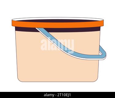 Paint bucket 2D linear cartoon object Stock Vector