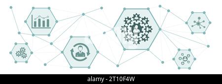 Concept of hrm with connected icons Stock Photo