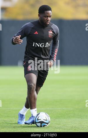 Tubize, Belgium. 10th Oct, 2023. Belgium's Orel Mangala pictured during a training session of the Belgian national soccer team Red Devils, at the Royal Belgian Football Association's training center, in Tubize, Tuesday 10 October 2023. The Red Devils are playing against Austria on Friday, match 6/8 in Group F of the Euro 2024 qualifications. BELGA PHOTO BRUNO FAHY Credit: Belga News Agency/Alamy Live News Stock Photo