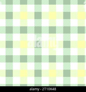 Pastel tablecloth gingham Vector Seamless Pattern. Green yellow checker background. Cottagecore Garden design. Homestead Farmhouse Summer Graphic Back Stock Vector
