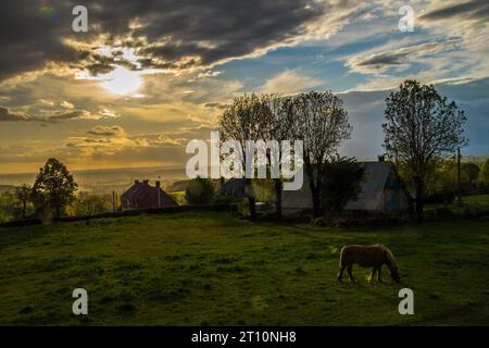 Saint Bonnet De Salers In Cantal In France Stock Photo