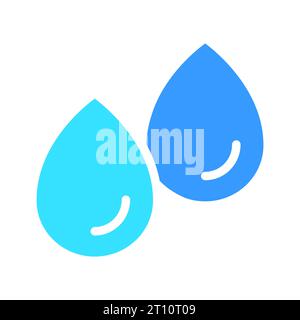 Two drops of water of different colors line icon. Liquid, moisture, thirst, rain, nature, sea, river, lake, current. Vector color icon on a white back Stock Vector