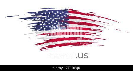 USA flag. Brush strokes. Brush painted us flag on a white background. United States national poster vector design, template. Place for text. State Stock Vector