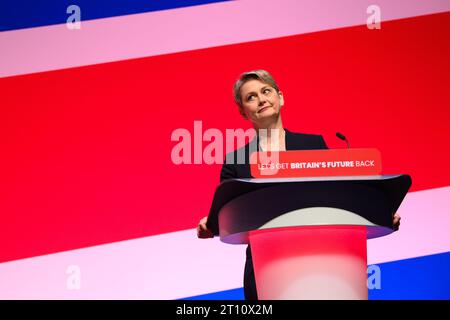 London, UK. 10 October 2023. Yvette Cooper MPspeaks during the Labour Party Conference in Liverpool. Photo credit should read: Matt Crossick/Empics/Alamy Live News Stock Photo