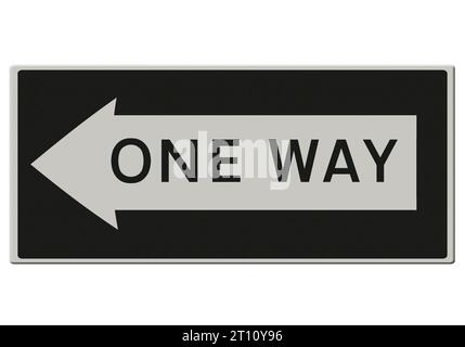 Digital illustration - Road sign cut out - One way left USA Stock Photo