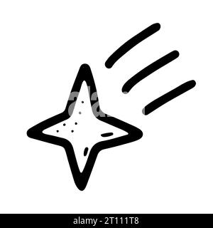 Space doodle comet. Hand-drawn asteroid isolated on white background. Astronomical object. Universe meteorite, falling star sign. Astronomy, astrology Stock Vector