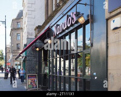 DUNDEE, UK - SEPTEMBER 12, 2023: Nando's restaurant sign Stock Photo