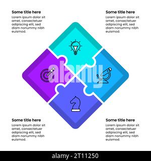 Infographic template with icons and 4 options or steps. Puzzle. Can be used for workflow layout, diagram, banner, webdesign. Vector illustration Stock Vector