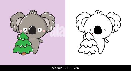 Set of Kawaii Koala Clip Art Illustration