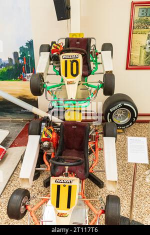 Prince William & Prince Harry still own these two 1992 Zip Cadet Go Carts in the Haynes Motor Museum, Sparkford, Yeovil, Somerset, England UK Stock Photo