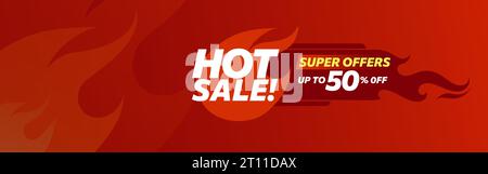 Hot sale web banner template. Price offer deal vector labels 50% off. Stock Vector