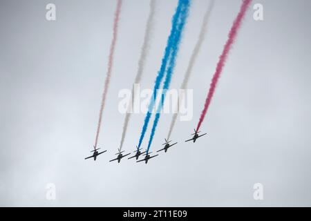 Taipei, Taiwan. 10th Oct, 2023. The Thunder Tiger Aerobatic Team during Taiwan National Day, also called Double Ten, in downtown Taipei on October 10, 2023. Credit: ZUMA Press, Inc./Alamy Live News Stock Photo