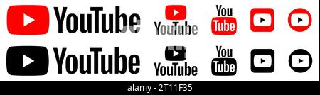 Set of YouTube logos. Design can use for web and mobile app. Vector illustration Stock Vector