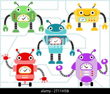 Vector set of robots cartoon Stock Vector