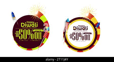 Happy Diwali Festival of Lights Celebration Sale Banner Template Design. Suitable for greeting card, poster and banner Stock Vector