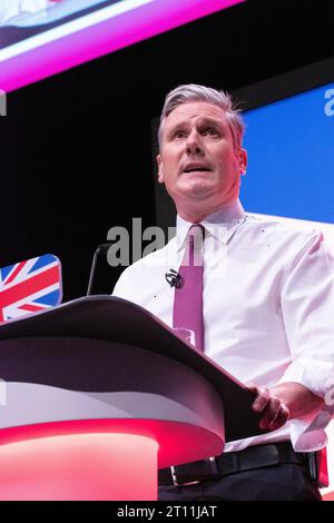 London, UK. 10 October 2023. Labour Party leader Keir Starmer speaks during the Labour Party Conference in Liverpool. Credit: GaryRobertsphotography/Alamy Live News  Stock Photo