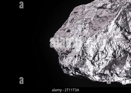 large silver stone, rare silver nugget. Gemstone in high resolution, luxury concept. Mexico ore excavation. Stock Photo