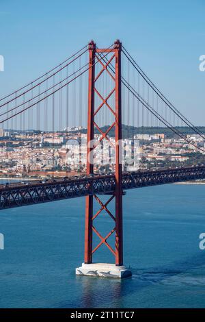 Ponte 25 de Abril suspension bridge over the Tagus river Stock Photo
