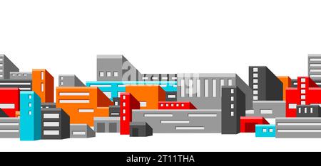 Pattern with industrial buildings. Urban manufactory view of constructions. Stock Vector