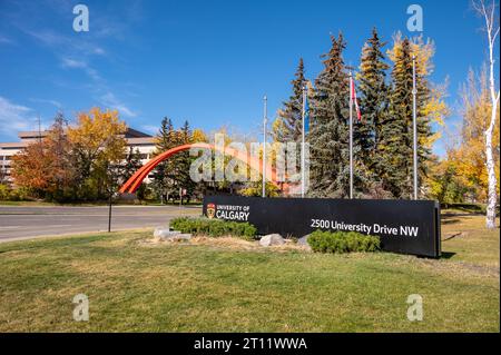 Calgary, Alberta - October 9, 2023: Entrance sign at the University of Calgary in Calgary. Stock Photo