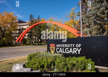 Calgary, Alberta - October 9, 2023: Entrance sign at the University of Calgary in Calgary. Stock Photo