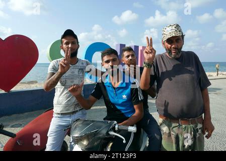 Sour Tyr Tyre, Lebanon. 10th Oct, 2023. Palestinian men from Al Bas camp pose in Tyr (Sour), South Lebanon, October 10 2023. (Photo by Elisa Gestri/Sipa USA) Credit: Sipa USA/Alamy Live News Stock Photo