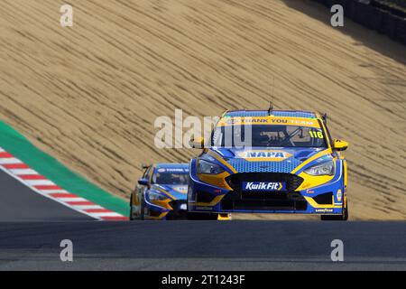 Championship Winner Ashley Sutton - Napa Racing UK -  driving Ford Focus ST number 116 in the 2023 BTCC at Brands Hatch in October 2023 Stock Photo