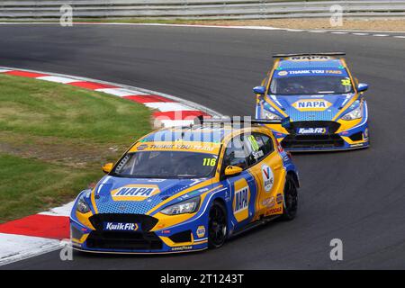 Championship Winner Ashley Sutton - Napa Racing UK -  driving Ford Focus ST number 116 in the 2023 BTCC at Brands Hatch in October 2023 Stock Photo