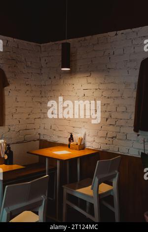 focus on empty table in coffee shop Stock Photo