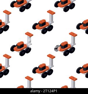 Pattern of a lawnmower in isometry on a white background. Vector Stock Vector