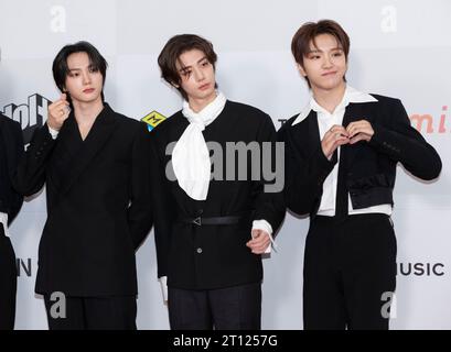 Incheon, South Korea. 10th Oct, 2023. South Korean boy band BoyNextDoor, attend a red carpet during the '2023 The Fact Music Awards' in Incheon, South Korea on October 10, 2023. (Photo by: Lee Young-ho/Sipa USA) Credit: Sipa USA/Alamy Live News Stock Photo