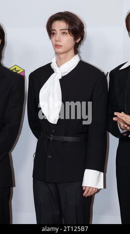 Incheon, South Korea. 10th Oct, 2023. South Korean boy band BoyNextDoor, attend a red carpet during the '2023 The Fact Music Awards' in Incheon, South Korea on October 10, 2023. (Photo by: Lee Young-ho/Sipa USA) Credit: Sipa USA/Alamy Live News Stock Photo