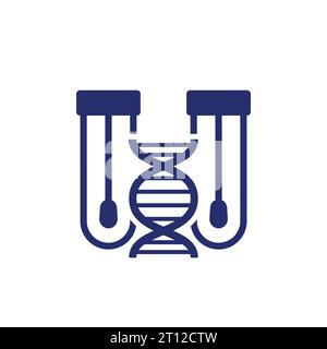 dna swab tests icon with test tubes Stock Vector