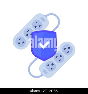 surge protectors, power strip icon with a shield Stock Vector